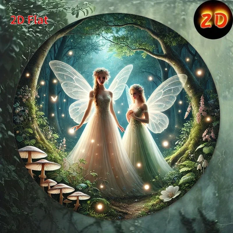 

1pc Enchanted Fairy Forest Night Iron Wall Art With Magical Butterfly Scene - 2D Flat Print, 7.87x7.87 Inch (20x20cm) Durable M