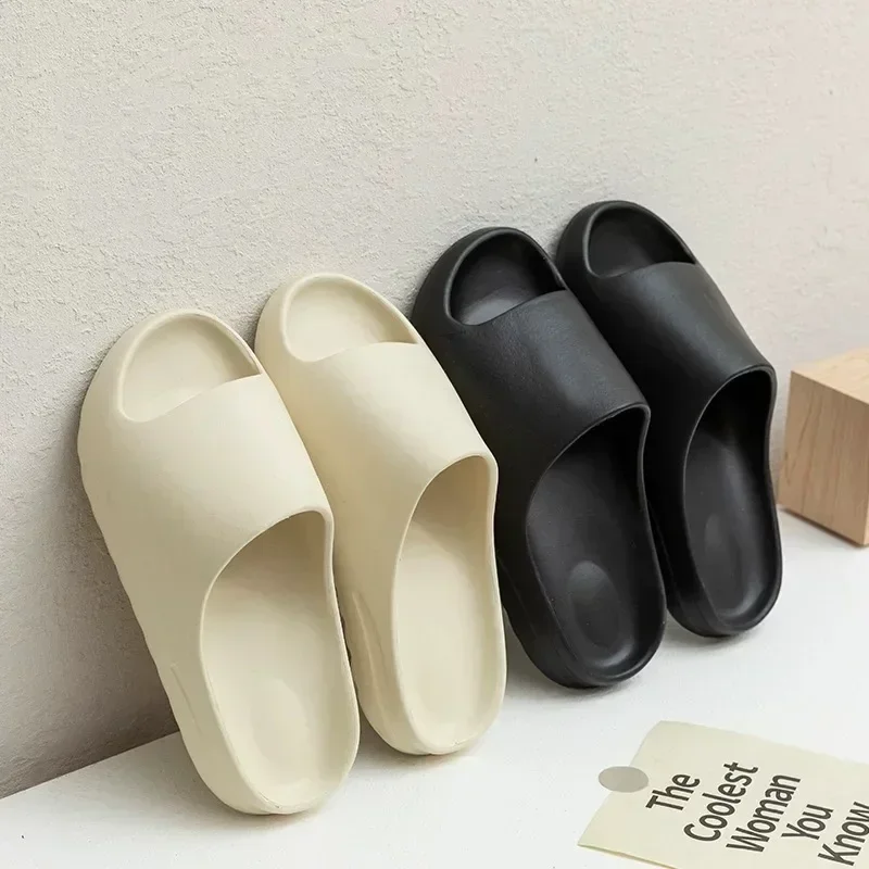 New Summer Slippers Men Casual Solid Color Minimalist Men's Shoes Big Size Non-slip Soft-soled Home Slippers EVA Cheap slides