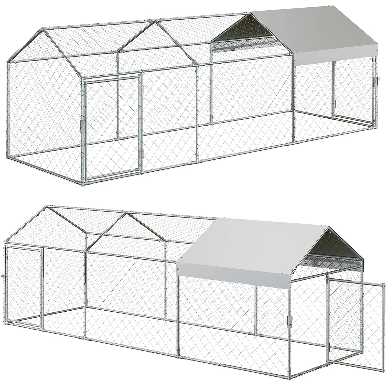 

120"x40"x40" Large Walk-in Metal Chicken Coop with Waterproof Anti-UV Cover Outdoor Chicken Run for Chickens Ducks Rabbits Geese