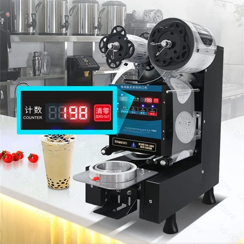 350W Automatic Cup Sealing Machine Electric Plastic Sealer for Paper Cups Milk Tea Food Bubble Tea Film Sealer English Version