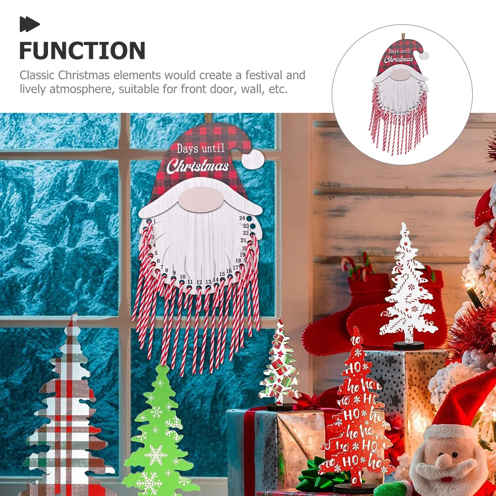 

Wooden Santa nament Christmas Decoration Advent Calendar Countdown Pendant Festive Home Wall Calendar Xmas Wall Art