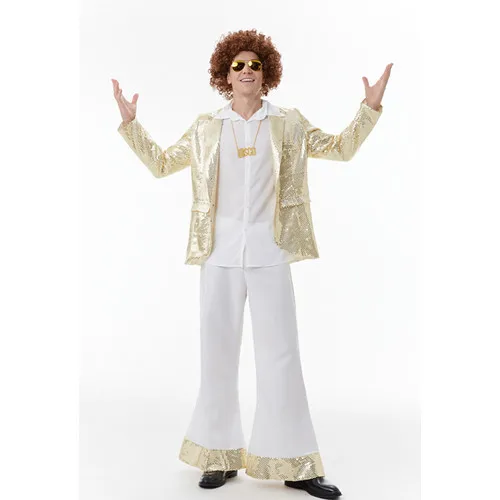 Halloween Costume Adult Retro 70's Disco Sequin Couple Costume Bar Club Costume