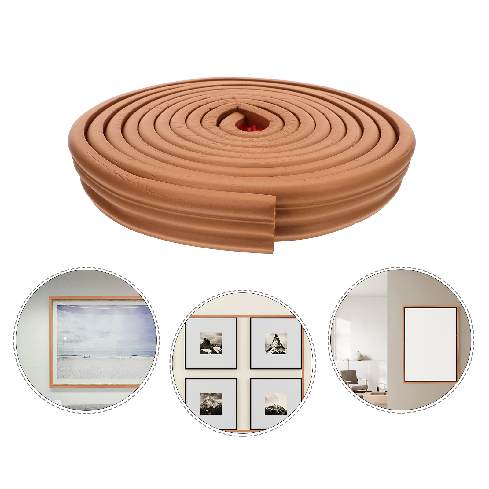 Self Adhesive Border Trim Molding Peel Stick Baseboard Strip Brown Nbr Flexible Wall Decor Easy Install High Adhesive Free Cut