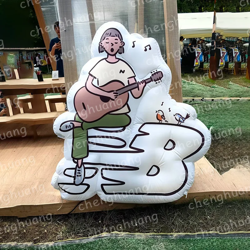 Opblaasbaar plat schilderij-luchtmodel met ventilator, grootschalige evenementendecoratie voor buiten en drainagereik