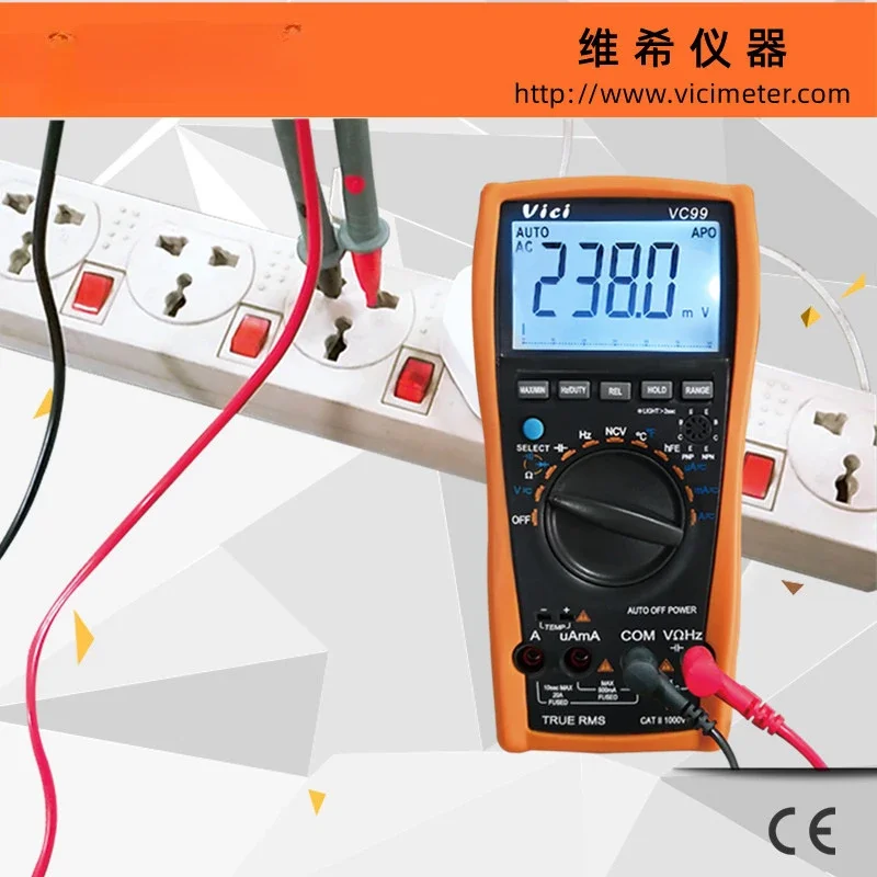 Digital Multimeter VC99 3 6/7 Voltmeter Ammeter Temperature AC DC Volt Amp OHM Capacitance Hz Test Thermocouple Analog Bar