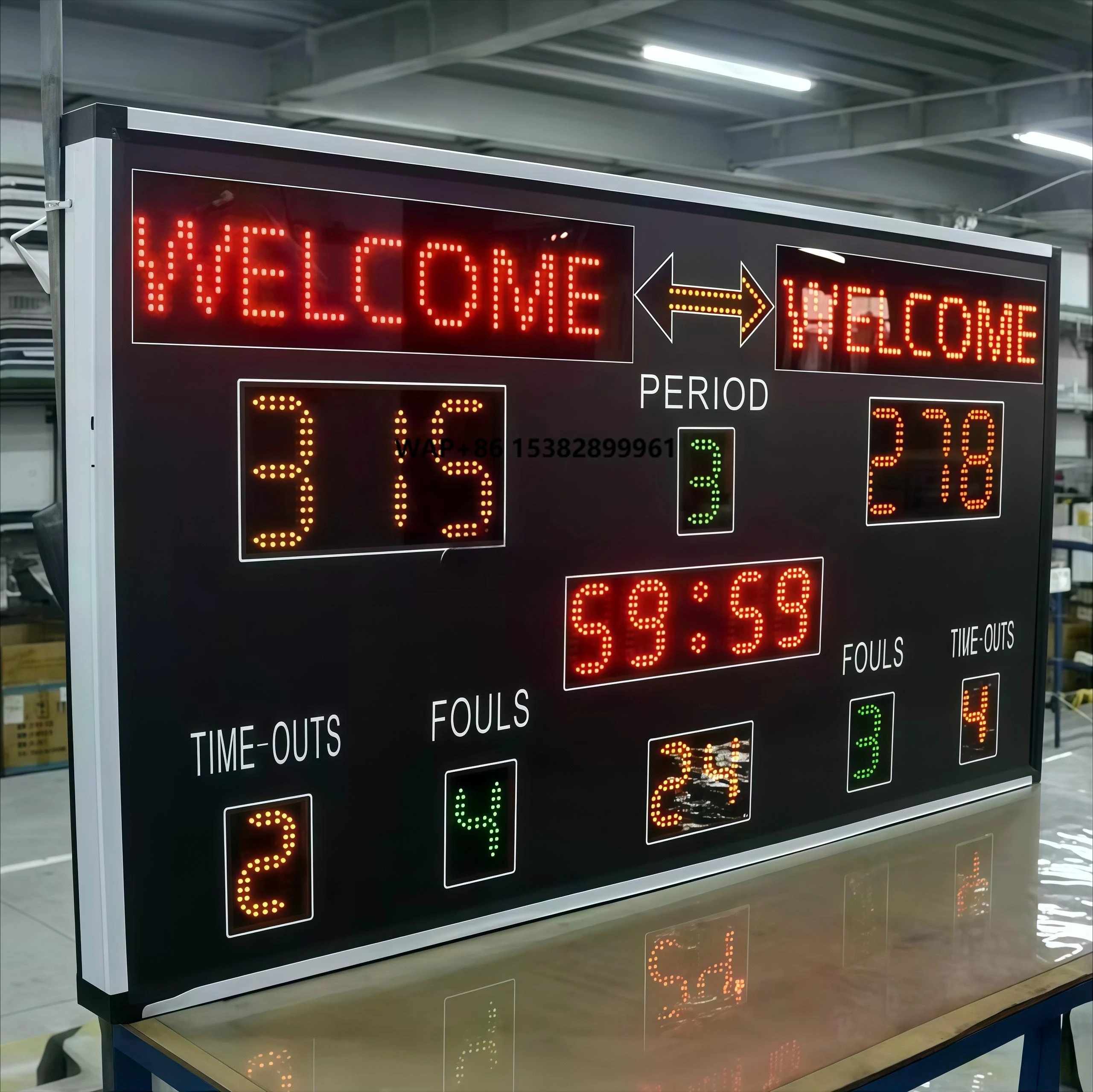 Adjustable Electronic Basketball Scoreboard with Buzzer and Remote Tempered Glass Multiple Color Options
