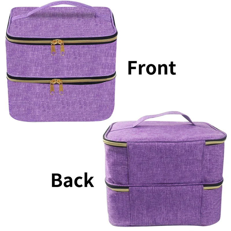 Nagellack-Organizer, Nagellack-Aufbewahrungstasche, tragbarer Nagellack-Halter für 30 Flaschen und Nageltrockner-Lampe, lila, langlebig