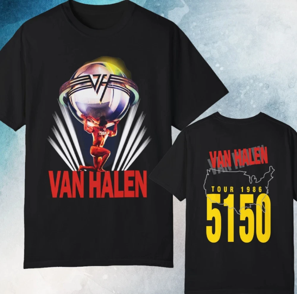 Retro Commemorative Retro Van Halen Band 5150 Tour Double-sided T-shirt - Printed Pattern Street Fashion Fan T-shirt