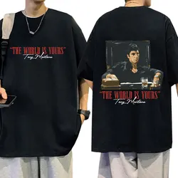 Classic Movie Scarface T-shirt The World Is Yours Tony Montana Al Pacino T-shirts Men's Women Vintage Gothic Oversized T Shirts