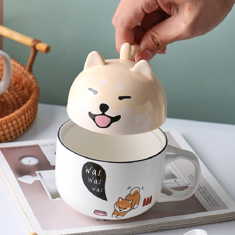 Bone China Coffee Cup Cartoon Animal Coffee Cup Creative Shiba Indy Cat Ceramic Cup Afternoon Tea Breakfast Milk Cup Bone China