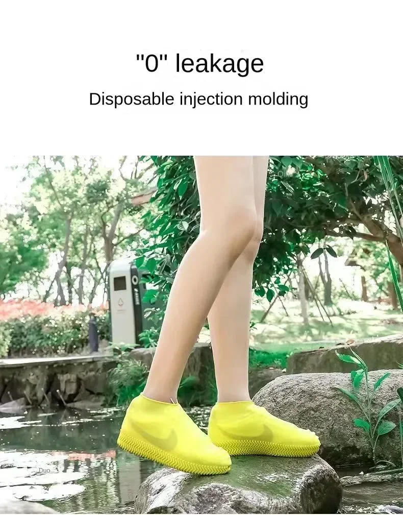 1 Paar Gummi-Regenstiefel-Überschuhe für den Außenbereich, wasserdichte Silikon-Überschuhe, Regentag-Schuhüberzug, wiederverwendbarer rutschfester Regen – Detail 2