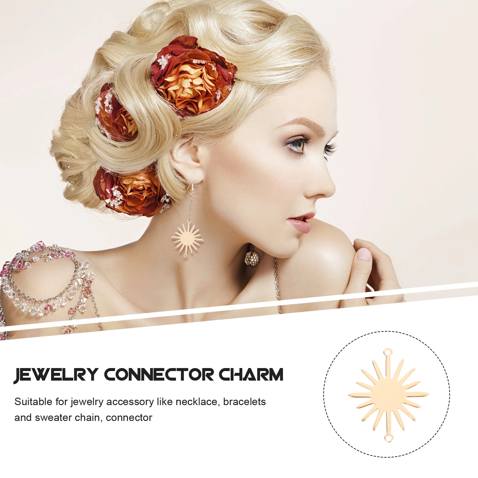 

10pcs Sunflower Shape Jewelry Charms Copper Necklace Diy Accessories Necklace Connector Pendant For Bracelets Small Sun