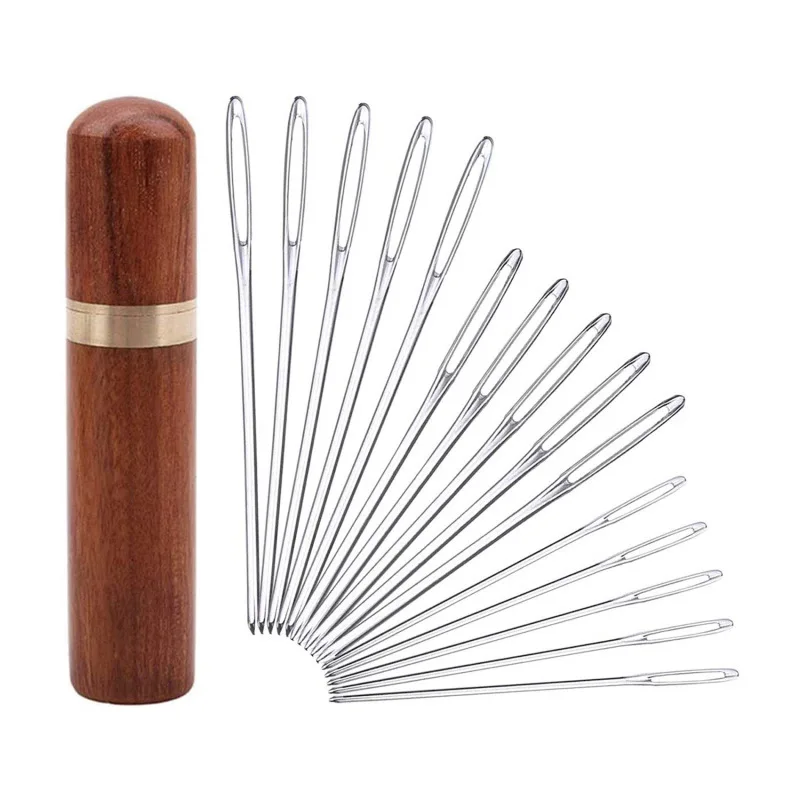 10/30pc Leather Sewing Needles Big Eye Manual Embroidery Stitching Sewing Fabric Cross Stitch Knitting Tool with Needle Cylinder