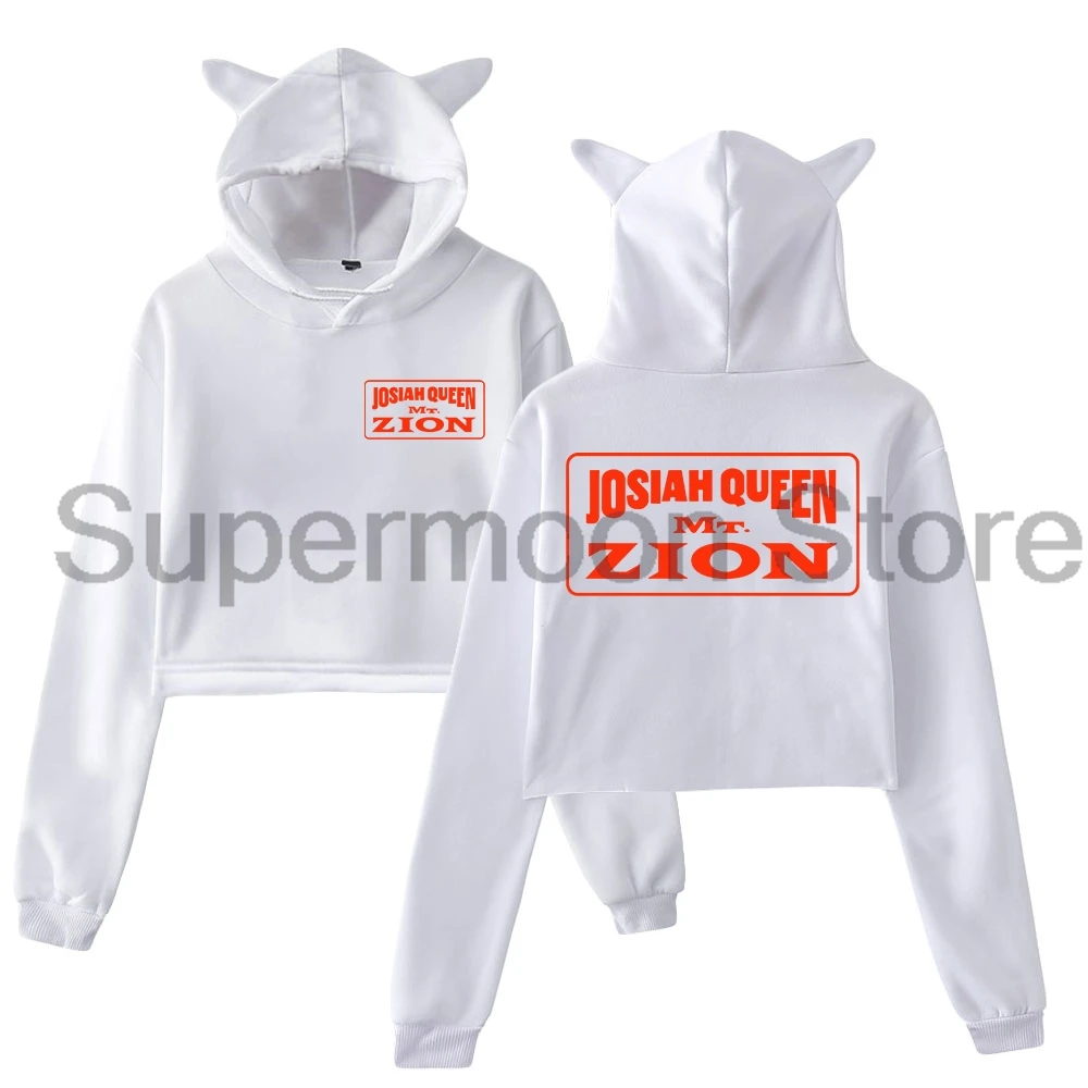 

Josiah Queen Mt Zion Album Merch Hoodie Cat Ears Hooded Sweatshirts Long Sleeve Crop Top Women's Clothes