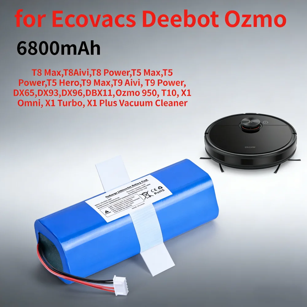 14.4V 6800mAh Battery Replacement For ecovacs T5 T8 T9 T10 T20 DLX11 DLX13 DLN12 X1 X1omni X1 Deebot Ozmo Sweeping robot battery
