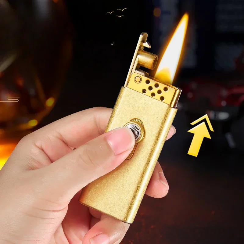 Retro Mechanical Metal Kerosene Lighter Vintage Lighter One-touch Automatic Ignition Men\'s Gift with Box