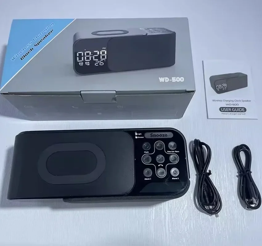 Carillon ad alto volume con radio FM Orologio Aralm Luce a LED Ricarica wireless Caixa De Som Altoparlante Bluetooth Colonna sonora portatile
