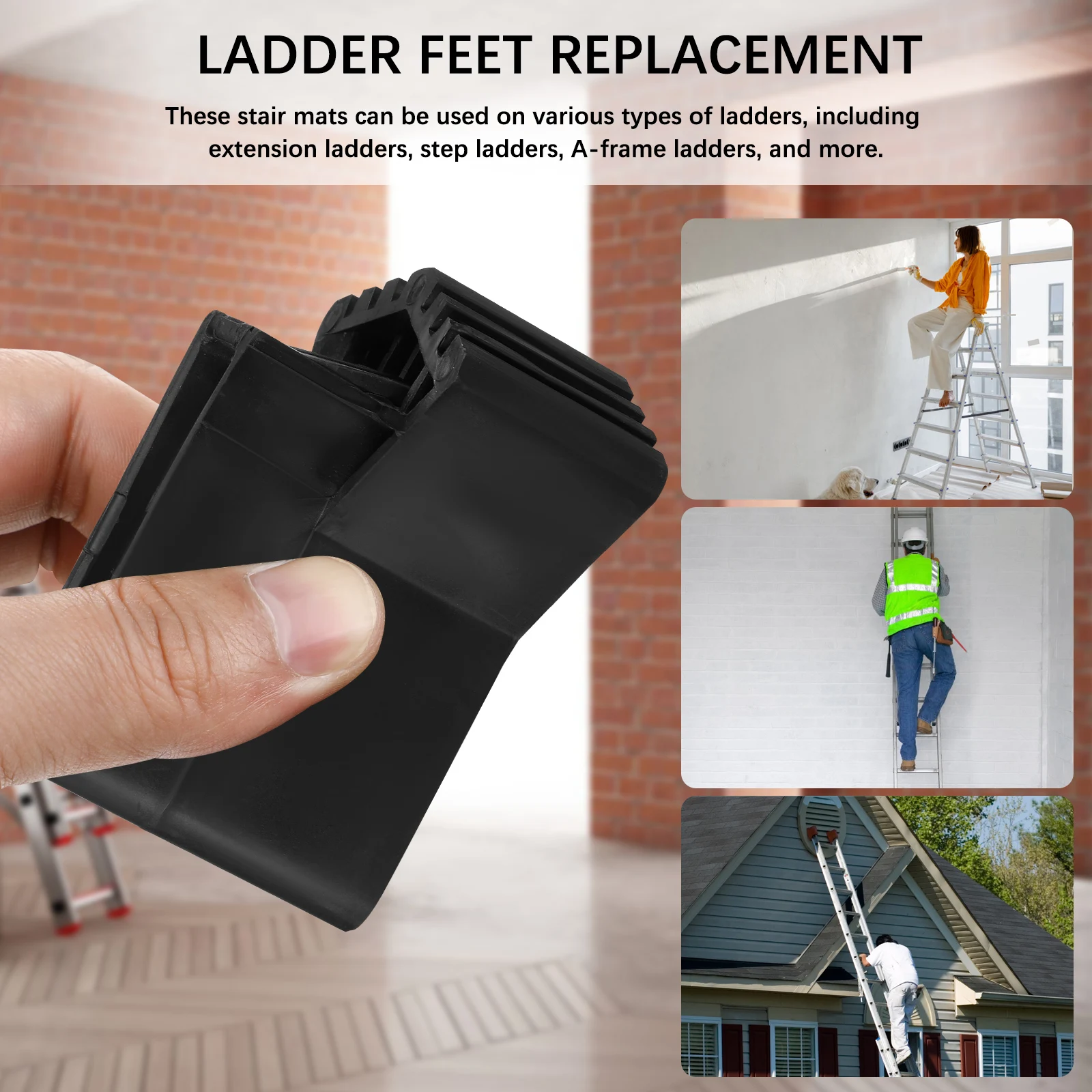 4 Pcs Black Plastic Non slip Foot Pads for Telescopic Step Ladder Parts Strong Material Multi functional Stabilizer Cushion