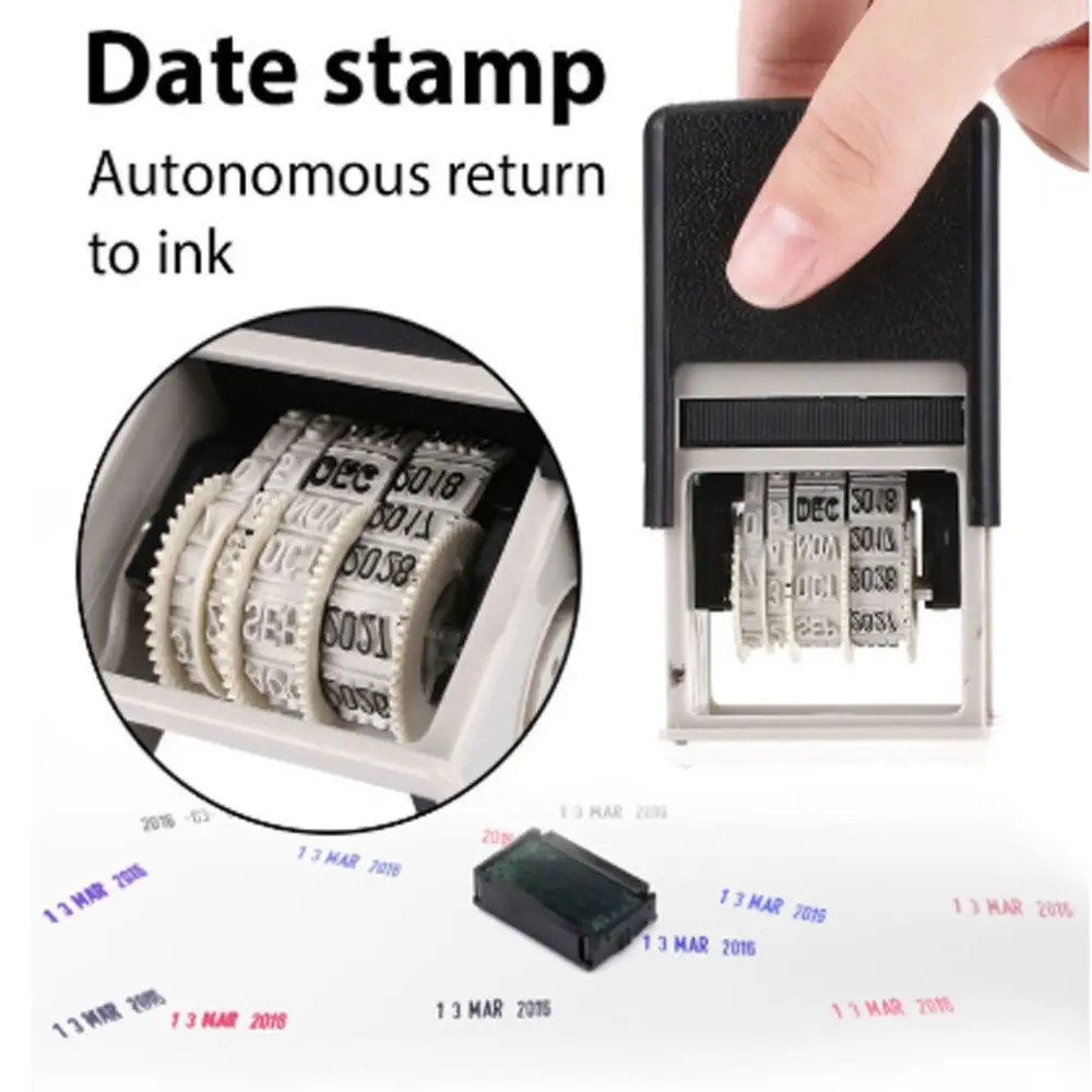 Durable DIY Square English Seals Multicolor Ink Date Stamp Plastic