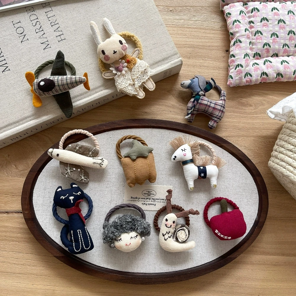 Bandas elásticas para el cabello de dibujos animados para niñas, accesorios para el cabello, bonito soporte para cola de caballo, lazo para el cabello de algodón para niños, bandas de goma para el cabello a la moda