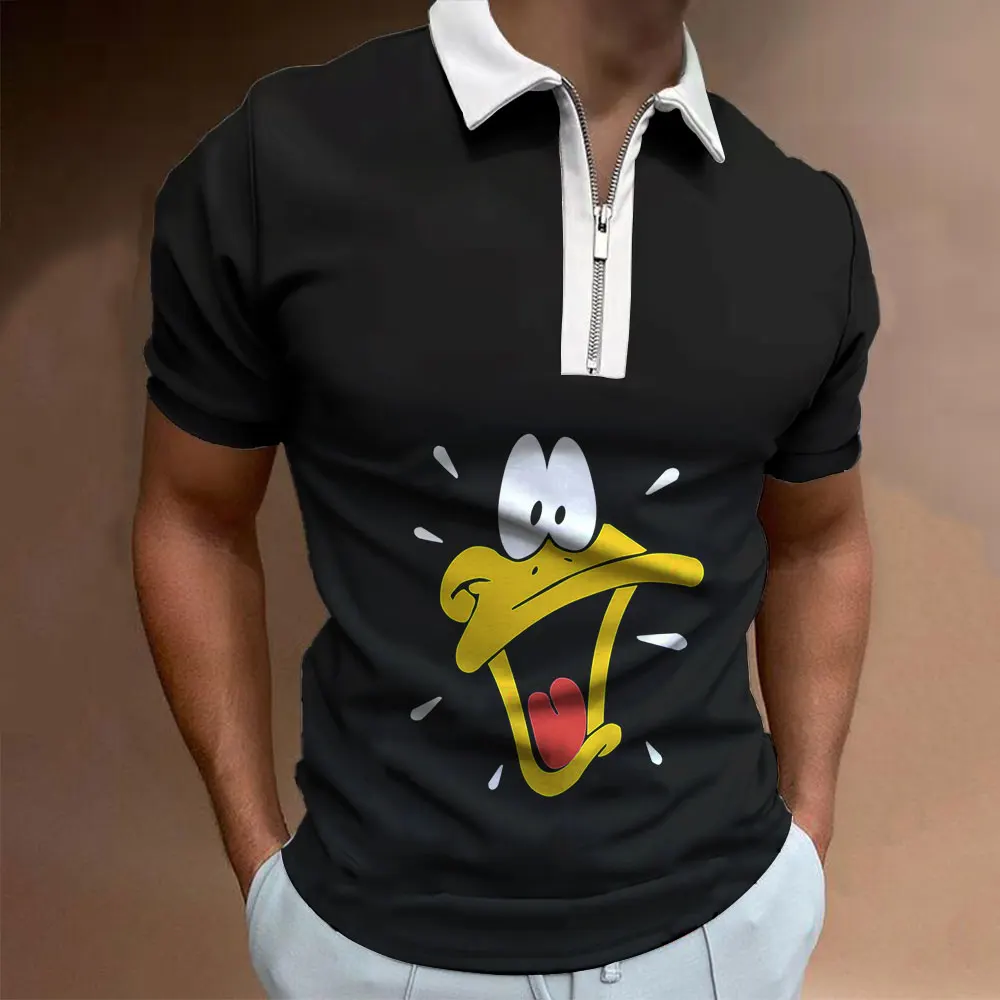 Men Polo Shirt Disney Donald Duck 3D Print Cool Male Clothes Summer Cartoon Anime Man Polos T-shirts Tops