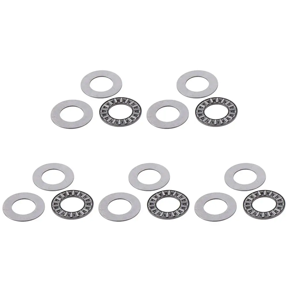 5pcs Small Thrust Needle Roller Bearings Durable Alloy Steel Silver with Washers Industrial Bearing Machinery