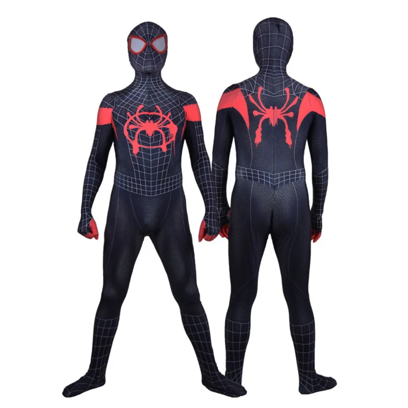 أزياء مايلز موراليس سبايدرمان التأثيرية بطباعة ثلاثية الأبعاد في الآية الخارقة زي الهالوين Zentai