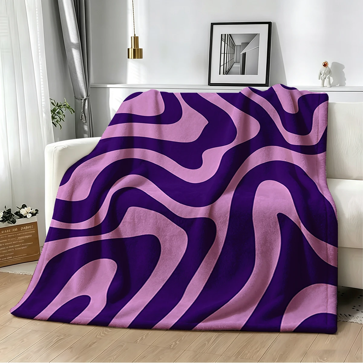 Swooshes Flannel Blanket Warm Soft Halloween Christmas Couch Warm Cozy Decorative Decor Gift for All Season