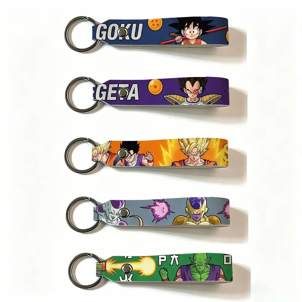 Motorcycle DRAGON BALL PU Leather Keychain Minimalist Key Holder Durable Key Organizer Car Keys Bag Accessories Gift