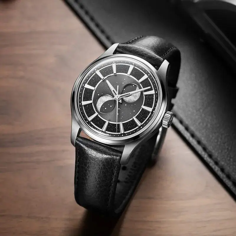 LS05 Double Moon Phase Eclipse Black LS05-BK Watch, Moon Phase Watch