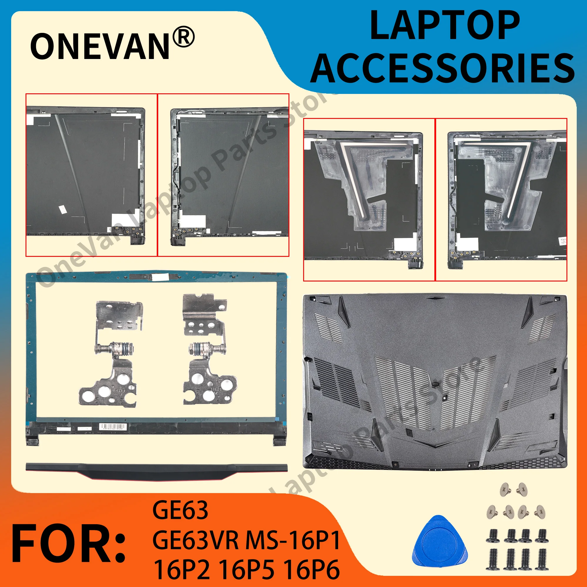 

Новые детали для ноутбука GE63 GE63VR MS-16P1 MS-16P5 MS-16P6, задняя крышка ЖК-экрана, передняя панель, нижняя нижняя часть корпуса, петли, замена