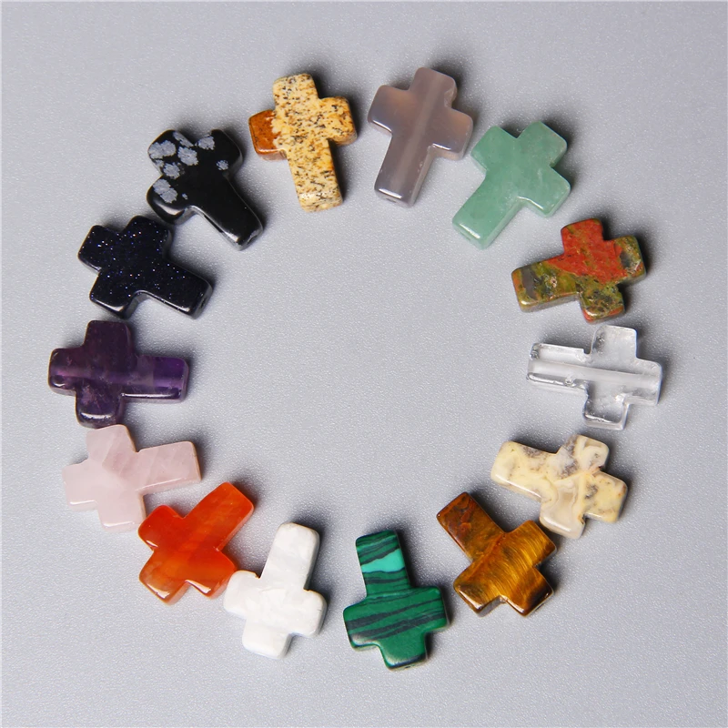 10pcs Natural Stone Beaded Agates Cross Beads Loose Spacer Gem Stone Beads for Jewelry Making DIY Bracelet Necklace Accessory