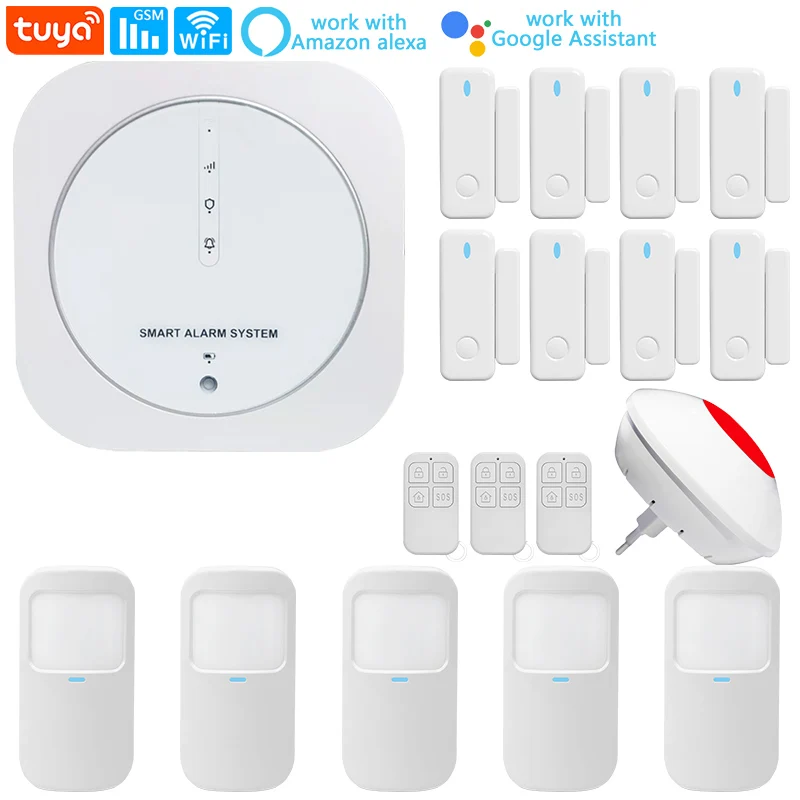 G13 Home Security Alarm System Smart Tuya App Wireless Connect Low Voltage Reminder 433Mhz Wireless PIR Motion Detector System