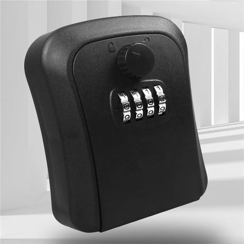 2X Key Lock Box, Wall-Mounted Zinc Alloy Key Box Weatherproof 4-Digit Combination Key Storage Lock Box-Y05A