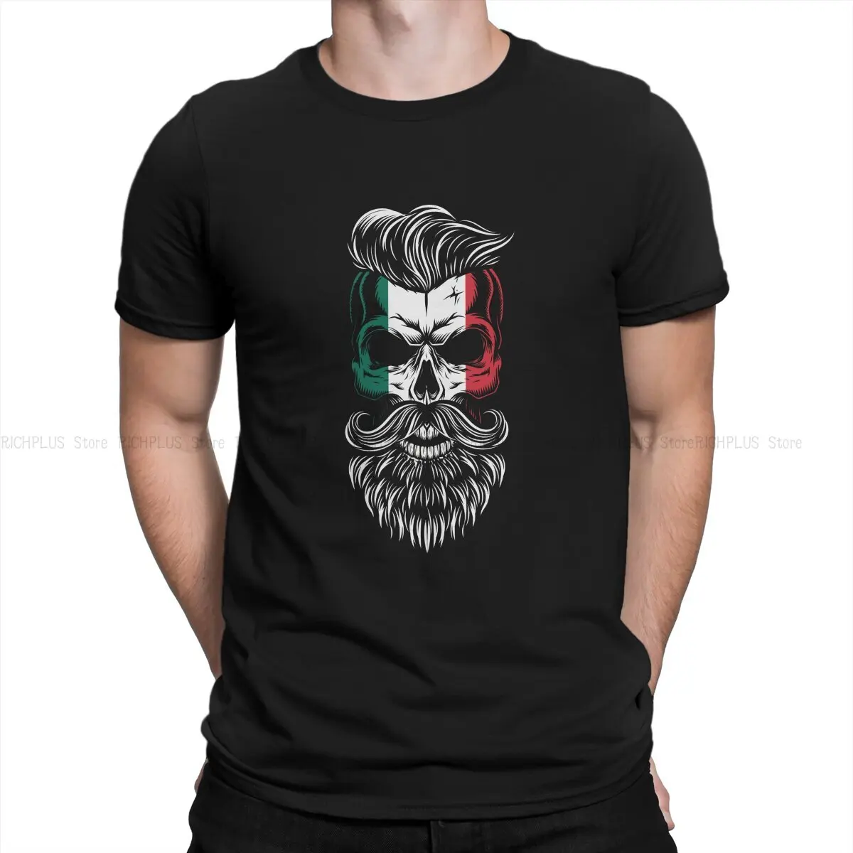 Hipster Mexico Flag Skull Hip Hop TShirt Mexico Skull Leisure T Shirt Summer Stuff For Men Women