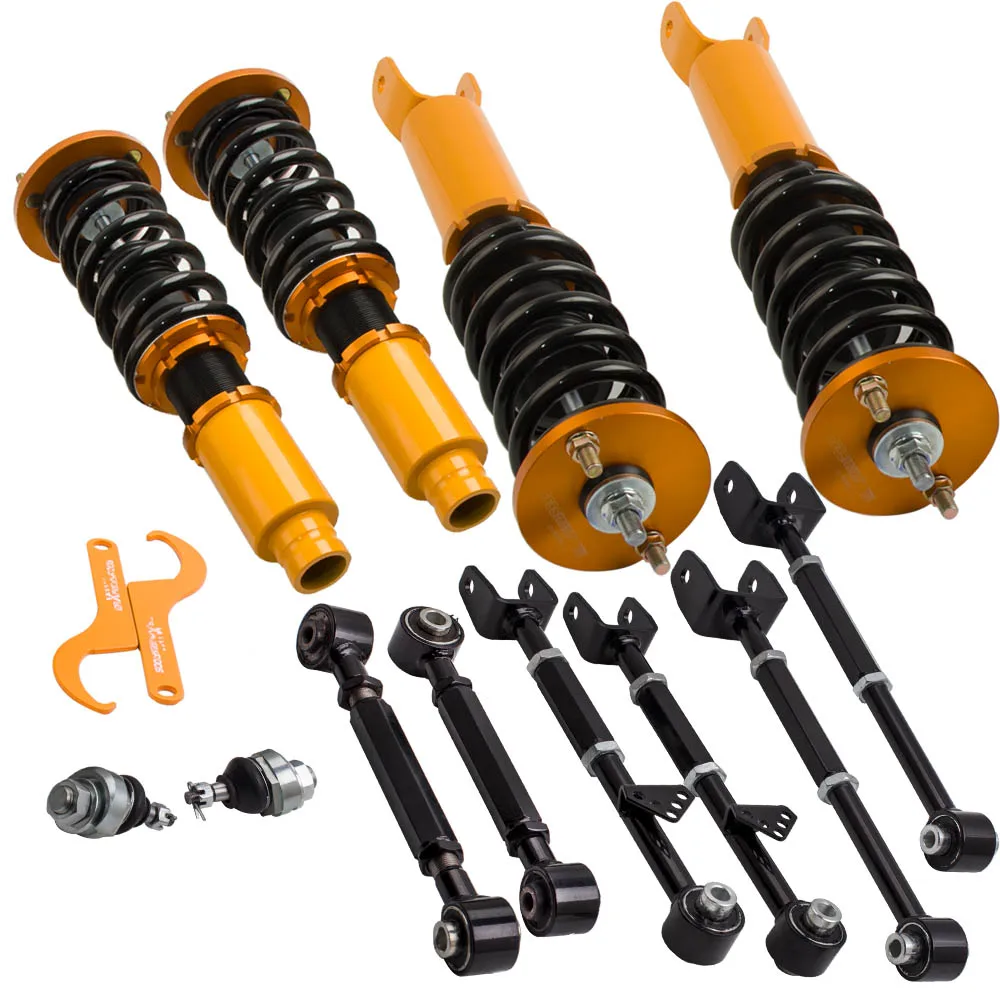 MaXpeedingrods 4 Coilover Suspension Kits +2x Ball Joints +Rear Control Arms for Honda Accord Acura Tsx Euro 2008-2015