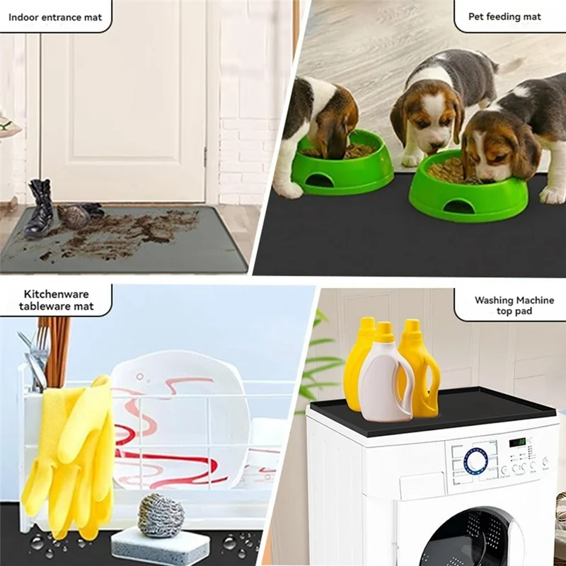 

A96K-Refrigerator Floor Protector,Mini Fridge Silicone Mat,Fridge Under Mat,Laundry Guard For Washer & Dryer,Drip Tray