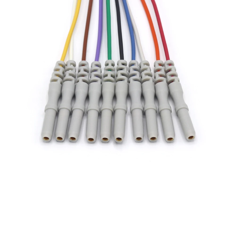 10 Lead Snap ECG Lead Wire AHA Color Coded TPU Reusable Latex Free