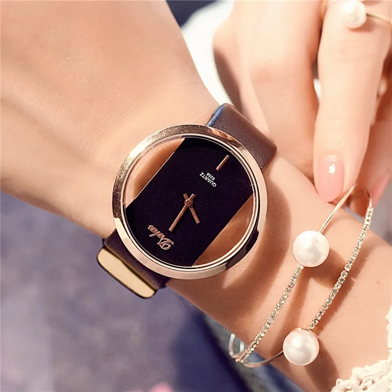 Famous Brand Watch For Women Luxury Leather Skeleton Strap Watch Dress Watch Casual Quartz  Watch