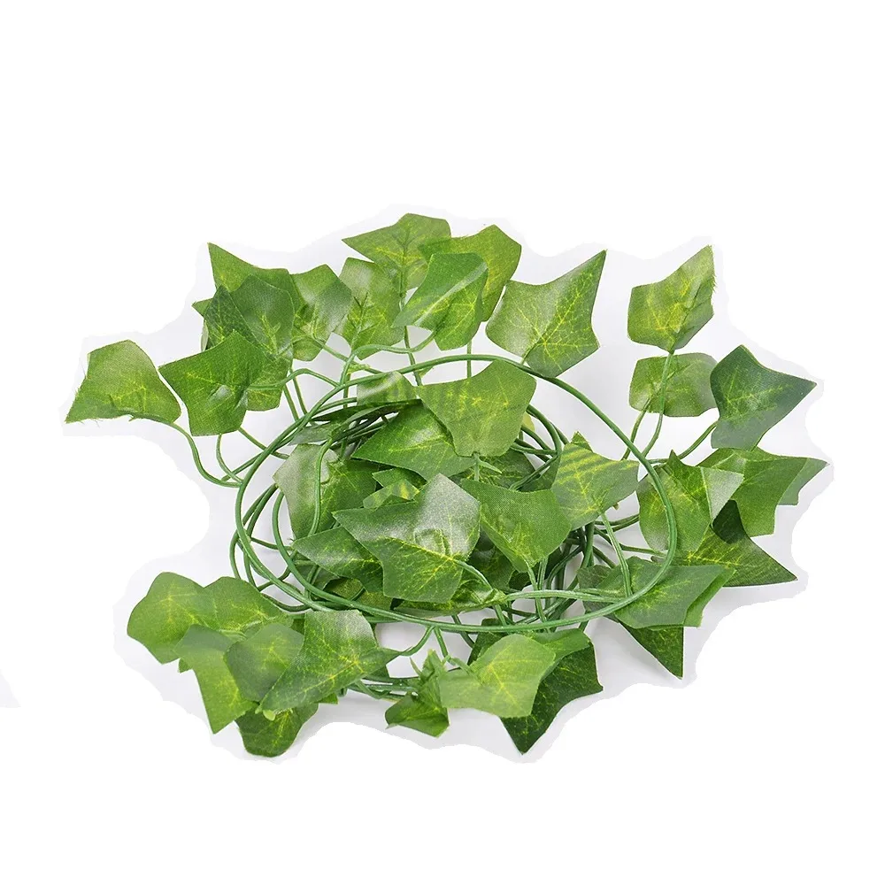 Grüner Efeu, 210 cm, LED-Lichterkette, Blatt, künstlicher Kranz, Hängepflanze, geeignet für Zimmer, Garten, Büro, Hochzeit, Wanddekoration – Detail 9