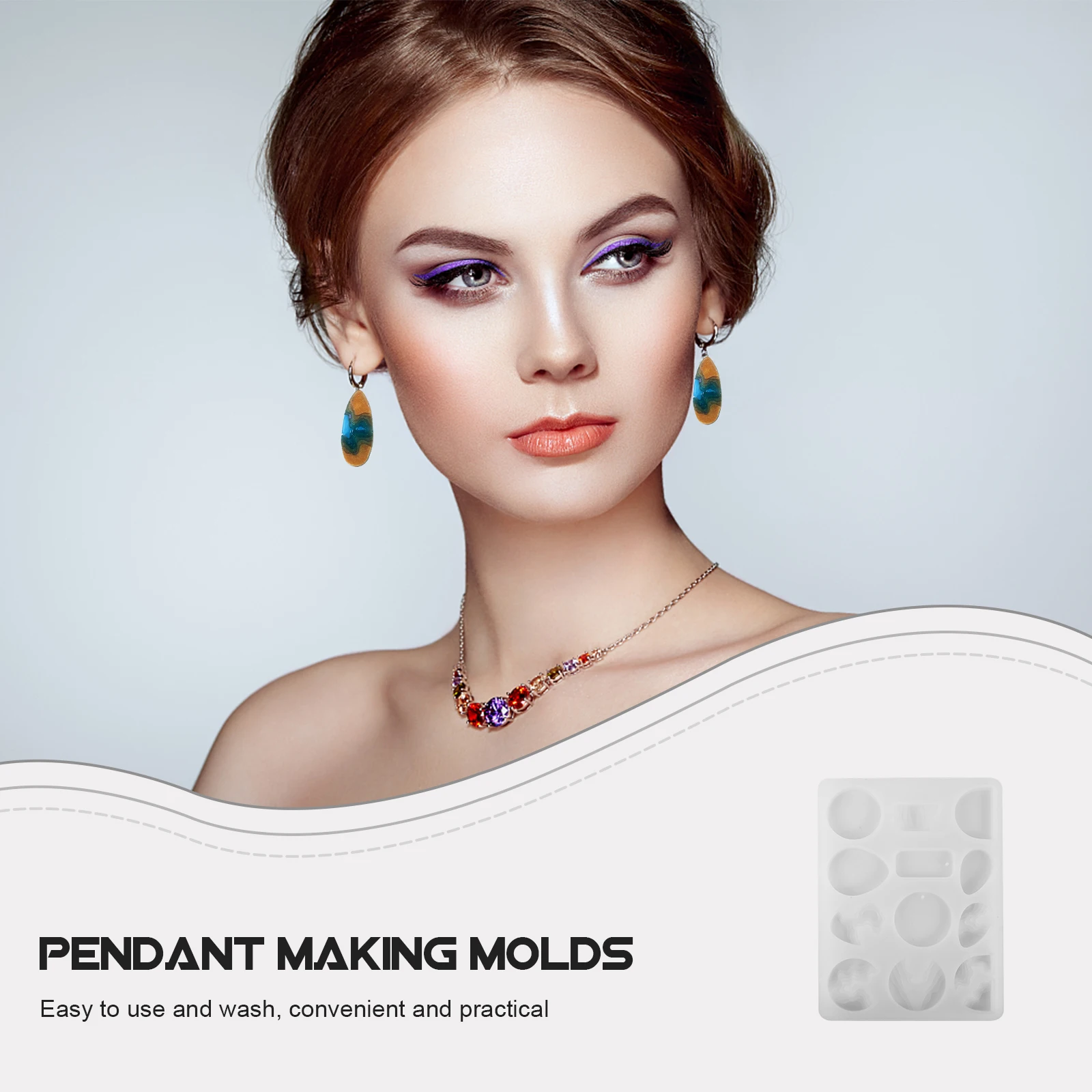 

Crystal Epoxy Resin Molds DIY Jewelry Making Silicone Mold H made Pendant Earrings Non Stick Reusable Accessories