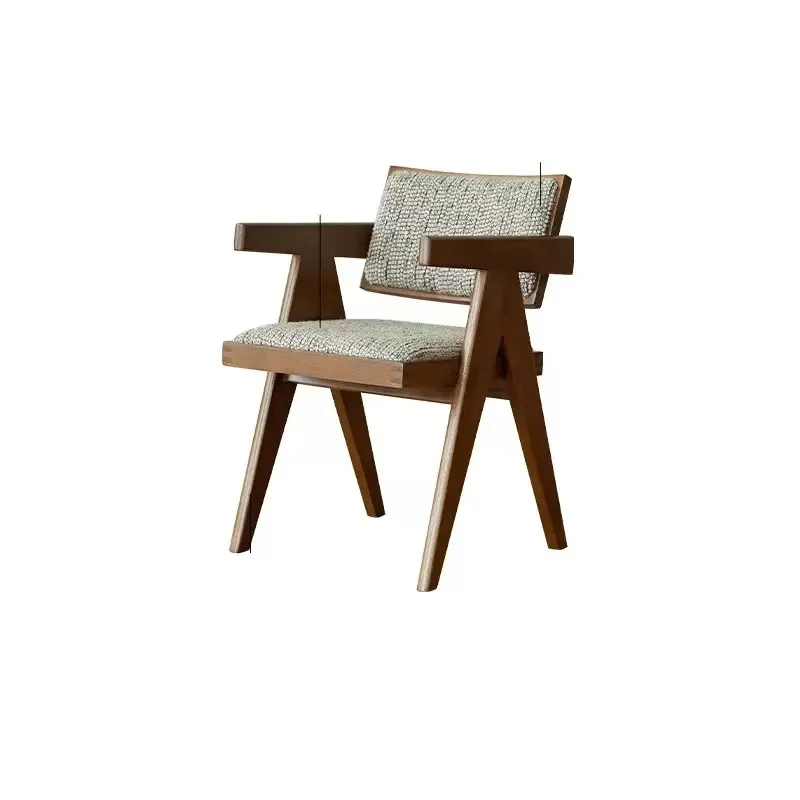 #Dining Chair, Retro Solid Wood Soft-Covered Seat and Backrest, Eating Chair,