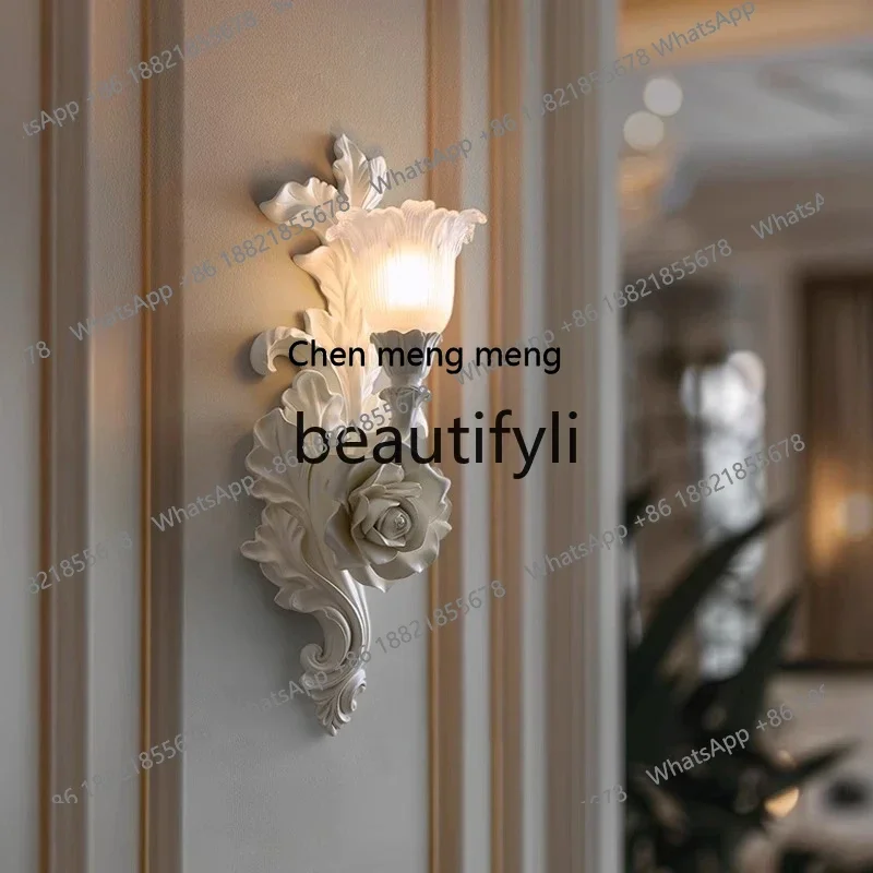 

French cream style retro European style hotel restaurant corridor aisle creative personality decoration