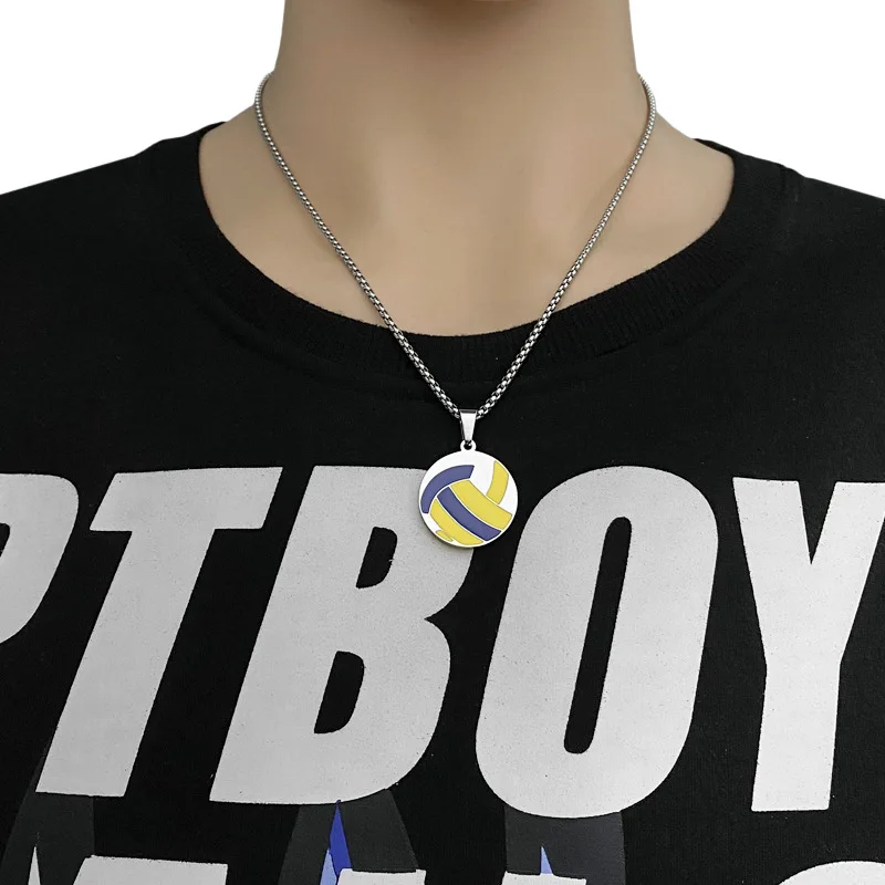 Fashion New Stainless Steel Tide Student Street Ball Sports Pendant Volleyball Sports Series Hundred Matching Accessories Hot