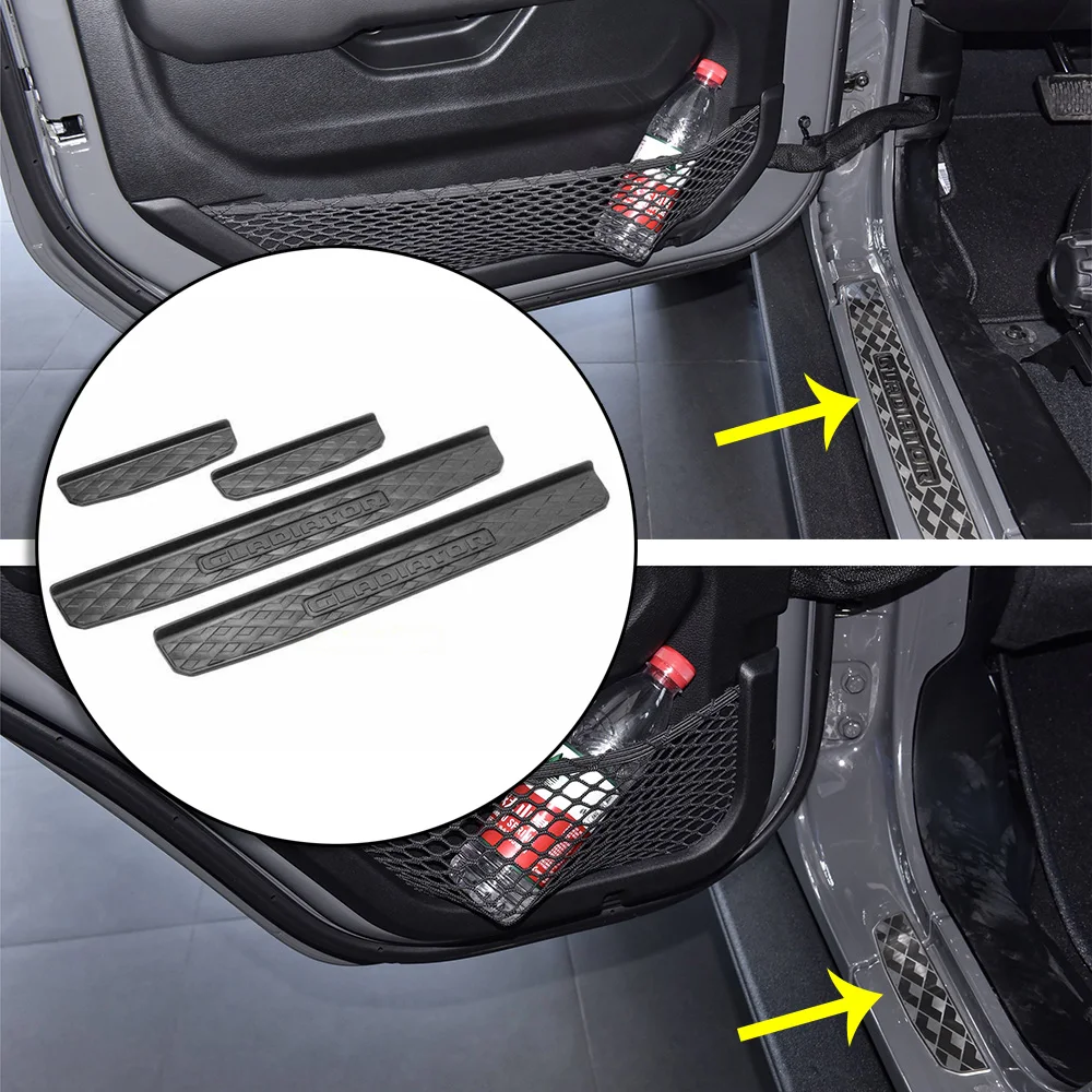 

Lantsun JT1006 Door Sill Guards Sill Strip ABS Car Door Sills Scratch Protection for Gladiator JT2020+, 1-kit