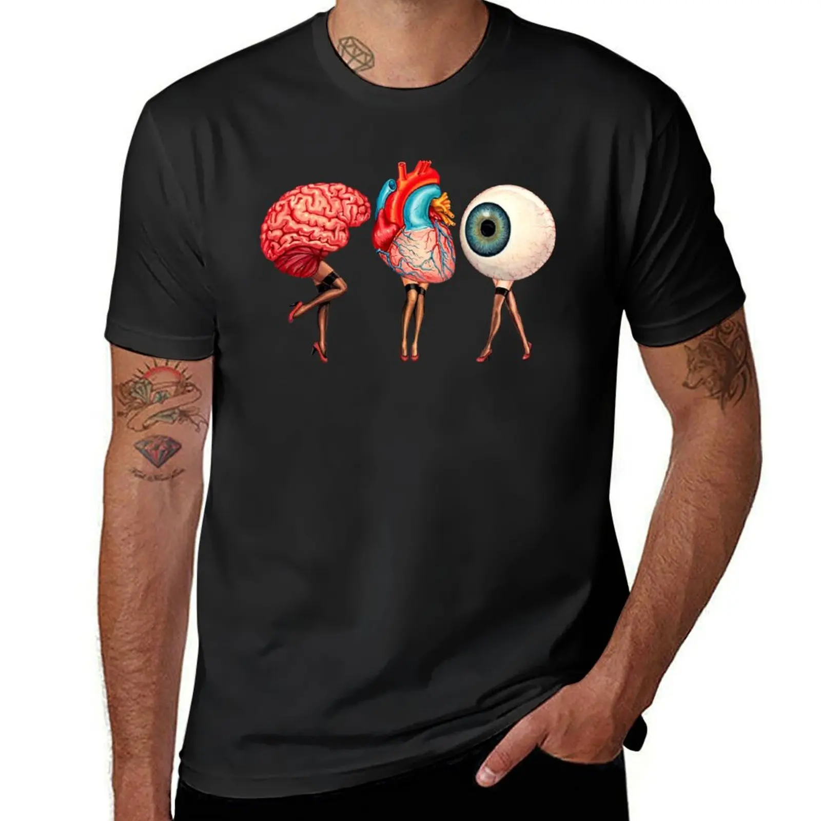 Heart, Brain, Eyeball Pin-Ups T-Shirt Aesthetic clothing new edition sweat shirts, men