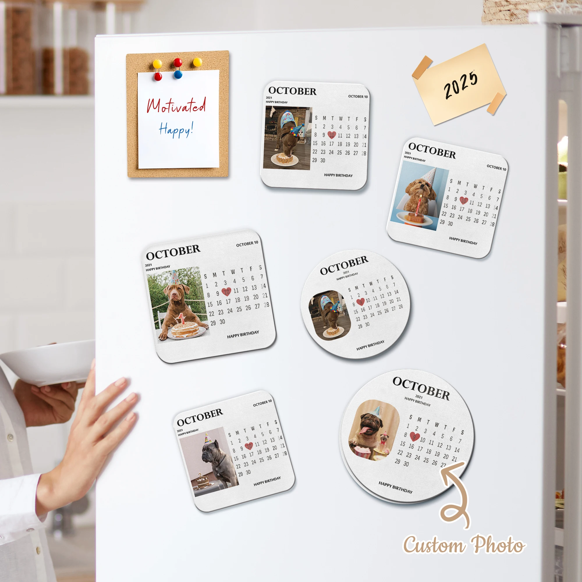 

Custom Pet Birthday Calendar Acrylic Refrigerator Magnet Personalized Gift Family Kitchen Restaurant Whiteboard Home Decoration