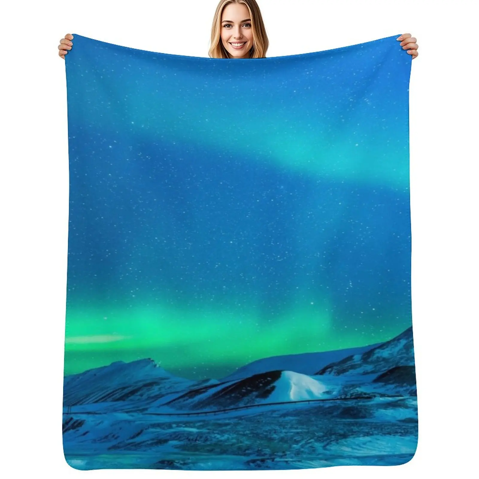 Northern lights, Alaska, Aurora borealis galaxy night sky space view bestseller Throw Blanket Shaggy Luxury Designer Blankets