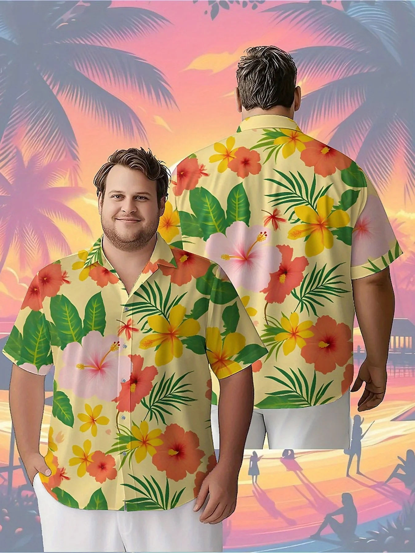 

Men's Plus Size Hawaiian Shirts Tropical Flower Prints Pattern,Unisex Baggy Aloha Shirts,summer Alternative Clothing