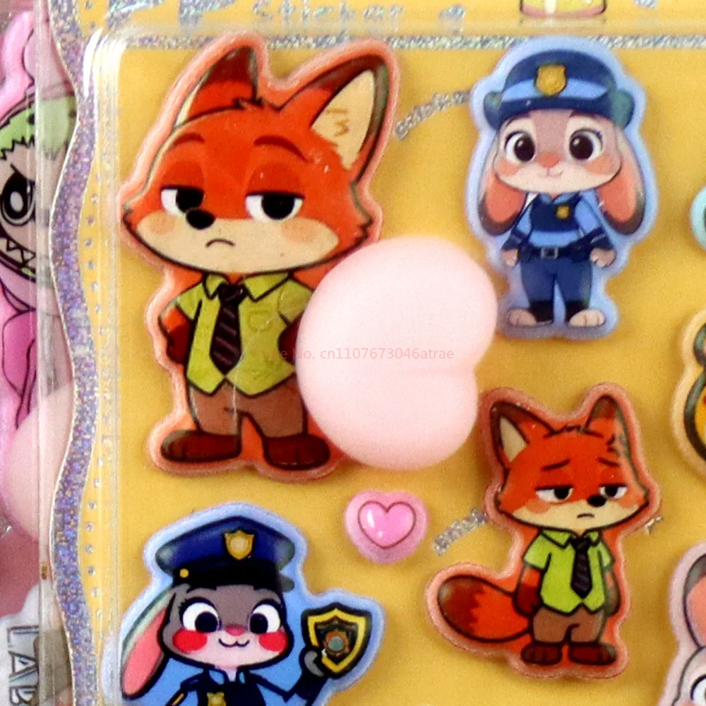 20 autocollants Kawaii Zootopia pour les fesses, autocollants doux pour les fesses, autocollants de décompression, autocollants 3D à bulles, décoration de coque de téléphone, cadeaux